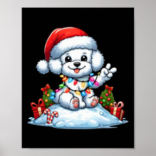 Peace Hand Bichon Frise Christmas Lights Dog Women Poster