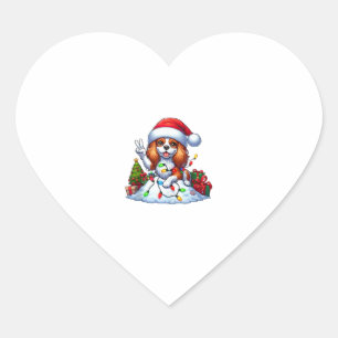 Peace Hand Cavalier King Charles Spaniel Christmas Heart Sticker