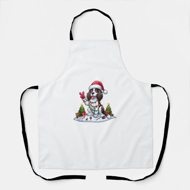 Peace Hand English Springer Spaniel Christmas Dog  Apron (Front)