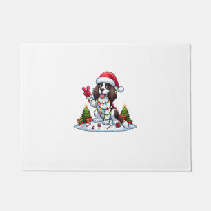 Peace Hand English Springer Spaniel Christmas Dog  Doormat