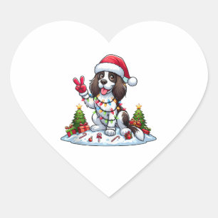 Peace Hand English Springer Spaniel Christmas Dog Heart Sticker