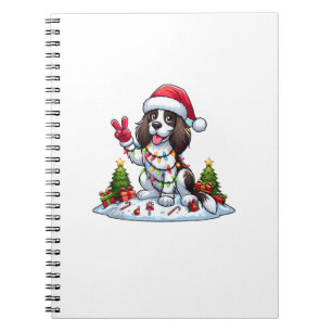 Peace Hand English Springer Spaniel Christmas Dog Notebook