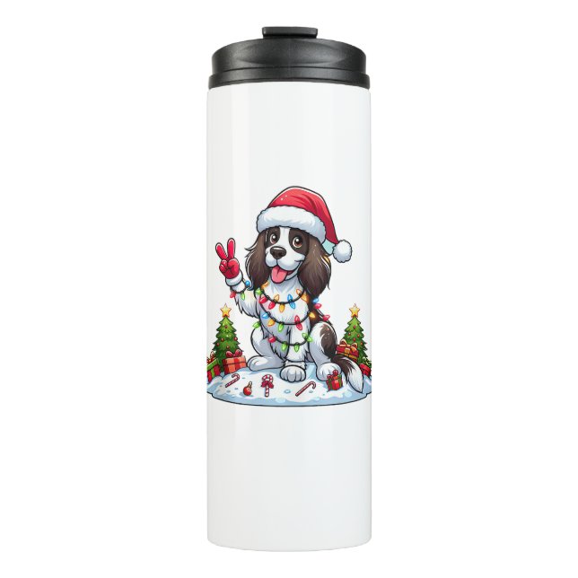 Peace Hand English Springer Spaniel Christmas Dog  Thermal Tumbler (Front)