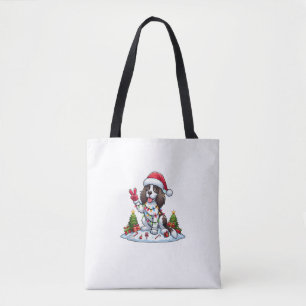 Peace Hand English Springer Spaniel Christmas Dog  Tote Bag