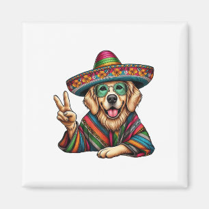 Peace Hand Golden Retriever Kids Mens Womens Cinco Magnet