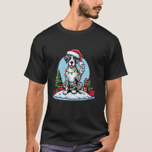 Peace Hand Great Dane Christmas Lights Dogs Womens T-Shirt