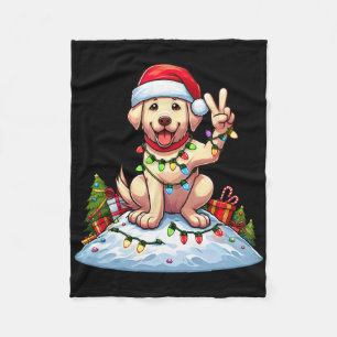 Peace Hand Labrador Retriever Christmas Lights Wom Fleece Blanket
