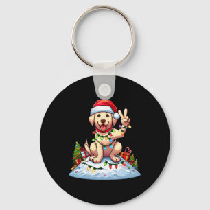 Peace Hand Labrador Retriever Christmas Lights Wom Key Ring