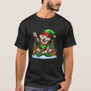 Peace Hand Labrador Retriever Elf Christmas Womens T-Shirt