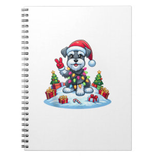 Peace Hand Miniature Schnauzer Christmas Lights Wo Notebook
