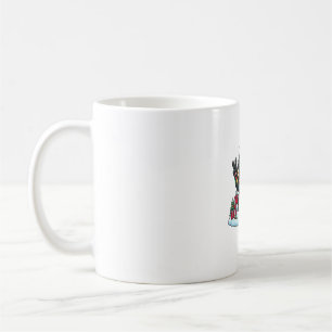 Peace Hand Newfoundland Dog Christmas Lights Women Coffee Mug