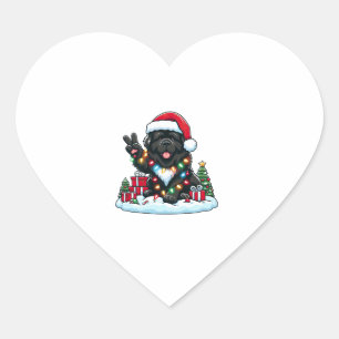 Peace Hand Newfoundland Dog Christmas Lights Women Heart Sticker