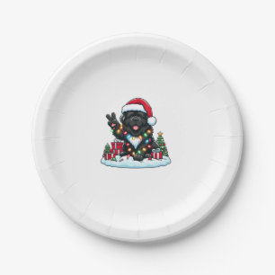 Peace Hand Newfoundland Dog Christmas Lights Women Paper Plate