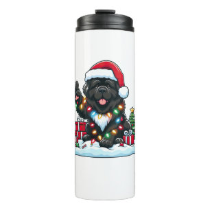 Peace Hand Newfoundland Dog Christmas Lights Women Thermal Tumbler