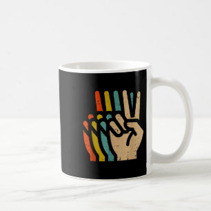 Peace Hand Retro Colors Vintage 70s Hipe Men Women Coffee Mug