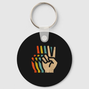 Peace Hand Retro Colors Vintage 70s Hipe Men Women Key Ring