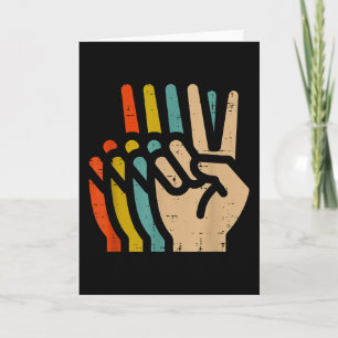 Peace Hand Retro Colours Vintage 70s Hipe Men Wome Card