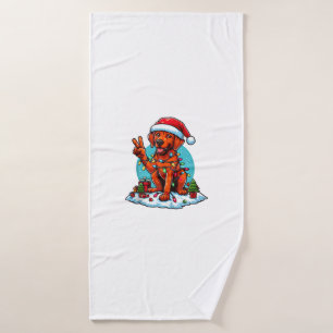 Peace Hand Rhodesian Ridgeback Christmas Lights Wo Bath Towel