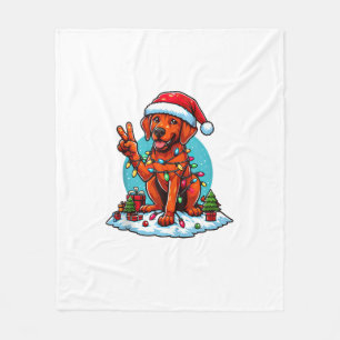 Peace Hand Rhodesian Ridgeback Christmas Lights Wo Fleece Blanket