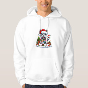 Peace Hand Scottish Terrier Christmas Lights Women Hoodie