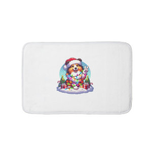 Peace Hand Shetland Sheepdog Christmas Lights Wome Bath Mat