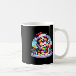 Peace Hand Shetland Sheepdog Christmas Lights Wome Coffee Mug