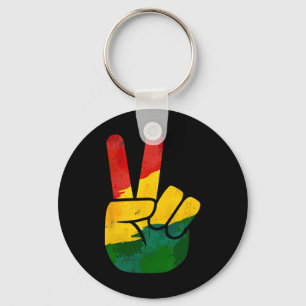 Peace Hand Sign Juneteenth Day Black Pride Men Wom Key Ring