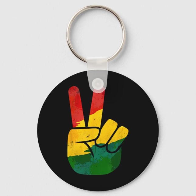 Peace Hand Sign Juneteenth Day Black Pride Men Wom Key Ring (Front)