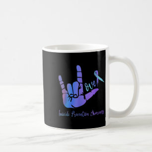 Peace Hand Sign Love Ribbon Suicide Prevention Awa Coffee Mug