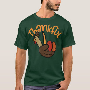 Peace Hand Sign Thankful Turkey Thanksgiving T-Shirt
