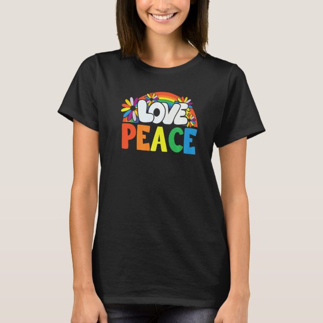 Peace Hand Tie Dye Finger Freedom Hippie Flower Ch T-Shirt (Front)