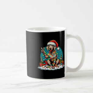 Peace Hand Weimaraner Dog Christmas Lights Womens  Coffee Mug
