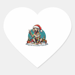 Peace Hand Weimaraner Dog Christmas Lights Womens Heart Sticker