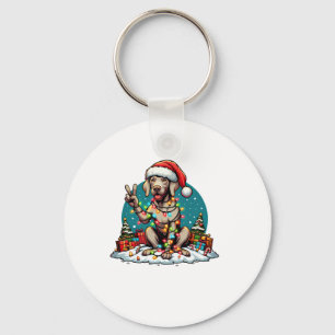 Peace Hand Weimaraner Dog Christmas Lights Womens Key Ring