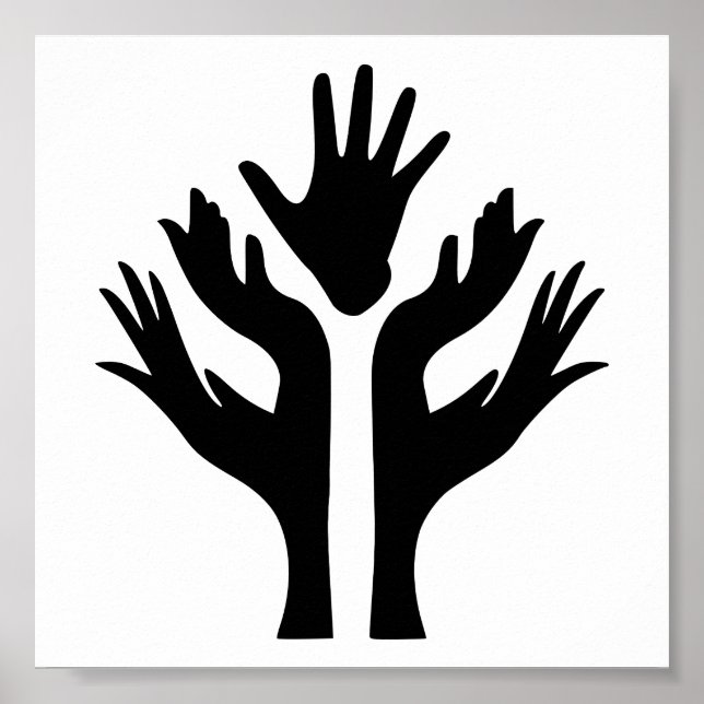 PEACE HANDS UNITY MOTIVATIONAL ICON LOGO SYMBOL POSTER (Front)