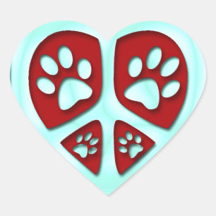 Peace, Heart and Paw Prints Stickers