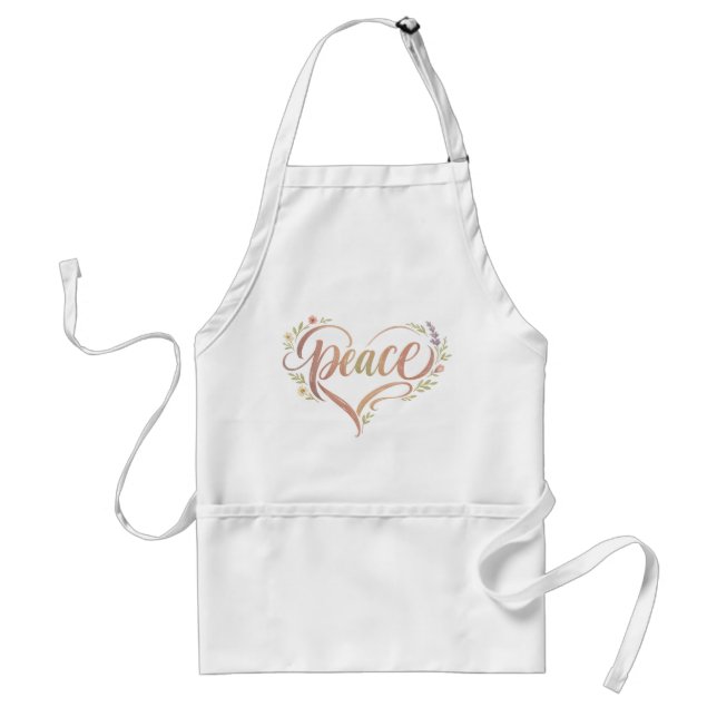 Peace Heart Boho Hand Lettered Standard Apron (Front)