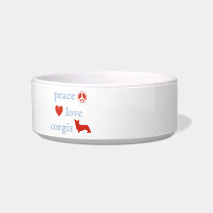 Peace Heart Corgi Dog Feeding Bowl