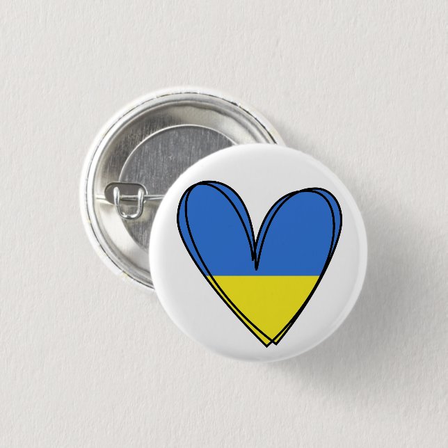 Peace Heart Love I Stand With Ukraine 3 Cm Round Badge (Front & Back)