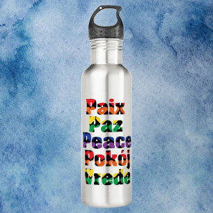 Peace Hearts Rainbow Pattern 710 Ml Water Bottle