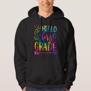 Peace Hello 1st First Grade Back To School Tie Dye Hoodie