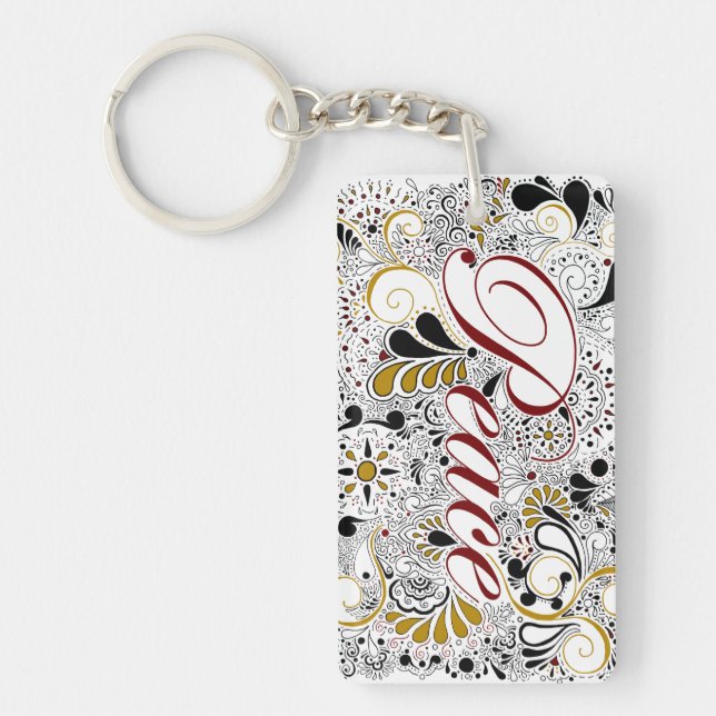 Peace Henna Design Key Ring (Front)
