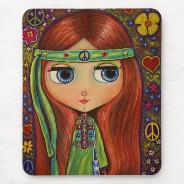 Peace Hippie Doll Mouse Pad (Front)