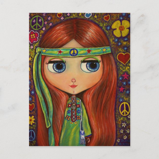 Peace Hippie Doll Postcard (Front)