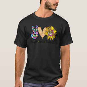 Peace Hippie Love Leopard Sunshine Sunflower Summe T-Shirt