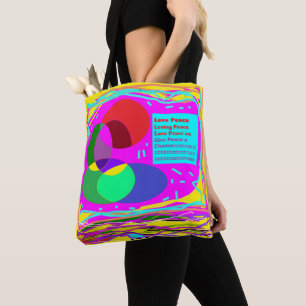 Peace hippy art colours for Christmas and any time Tote Bag