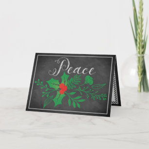 Peace Holiday Card Faux Chalkboard