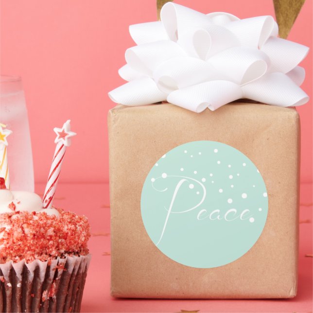 Peace Holiday Christmas Mint Classic Round Sticker (Party)