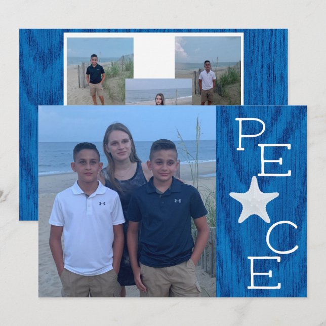 Peace Holiday Photo Collage Christmas Card (Front/Back)