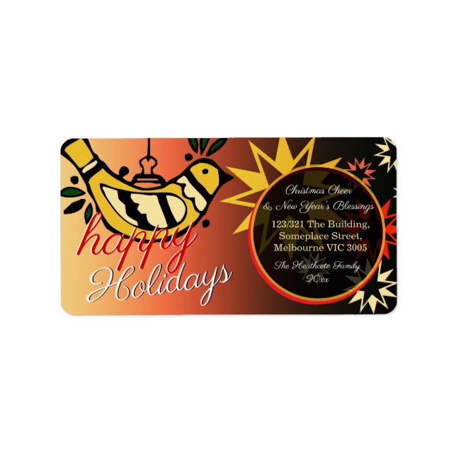 Peace Holidays Stars Greetings Label (Front)